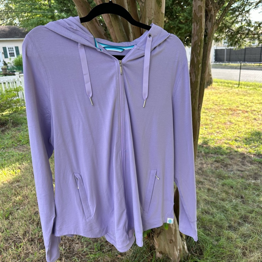 NWT Coolibar Lumaleo Zip-Up Hoodie UPF Sun Protection Lavender Purple Women XL